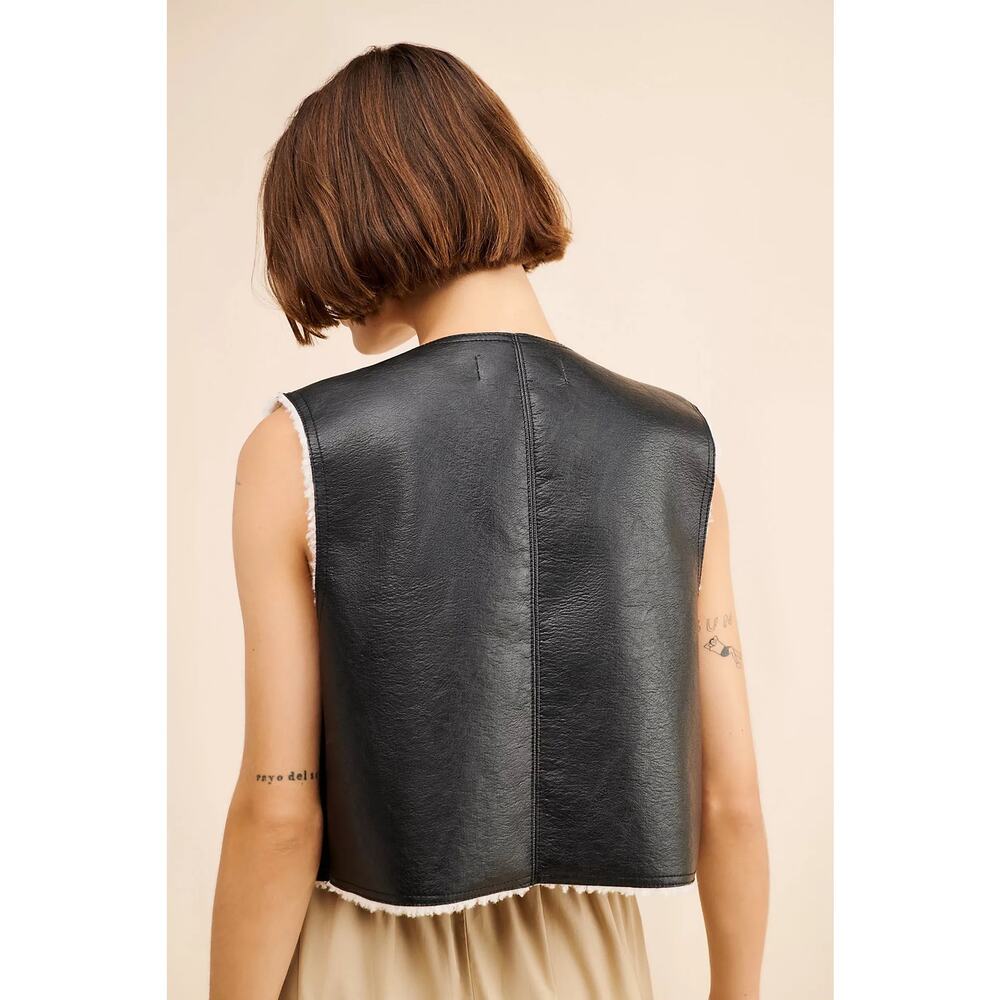Free People Travelers Reversible Vegan Leather Vest, EUC, Size XS - Picture 2 of 6